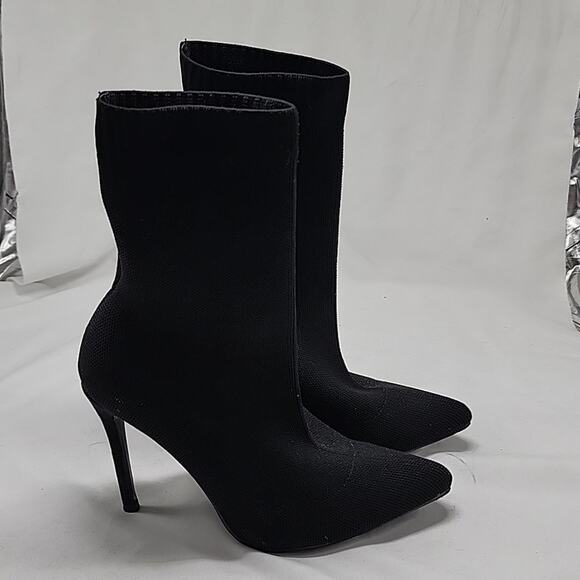 CUCCOO BASIC MINIMALIST STILLETO KNIT SOCK BOOTS WOMENS 37 BLACK - Picture 2 of 16